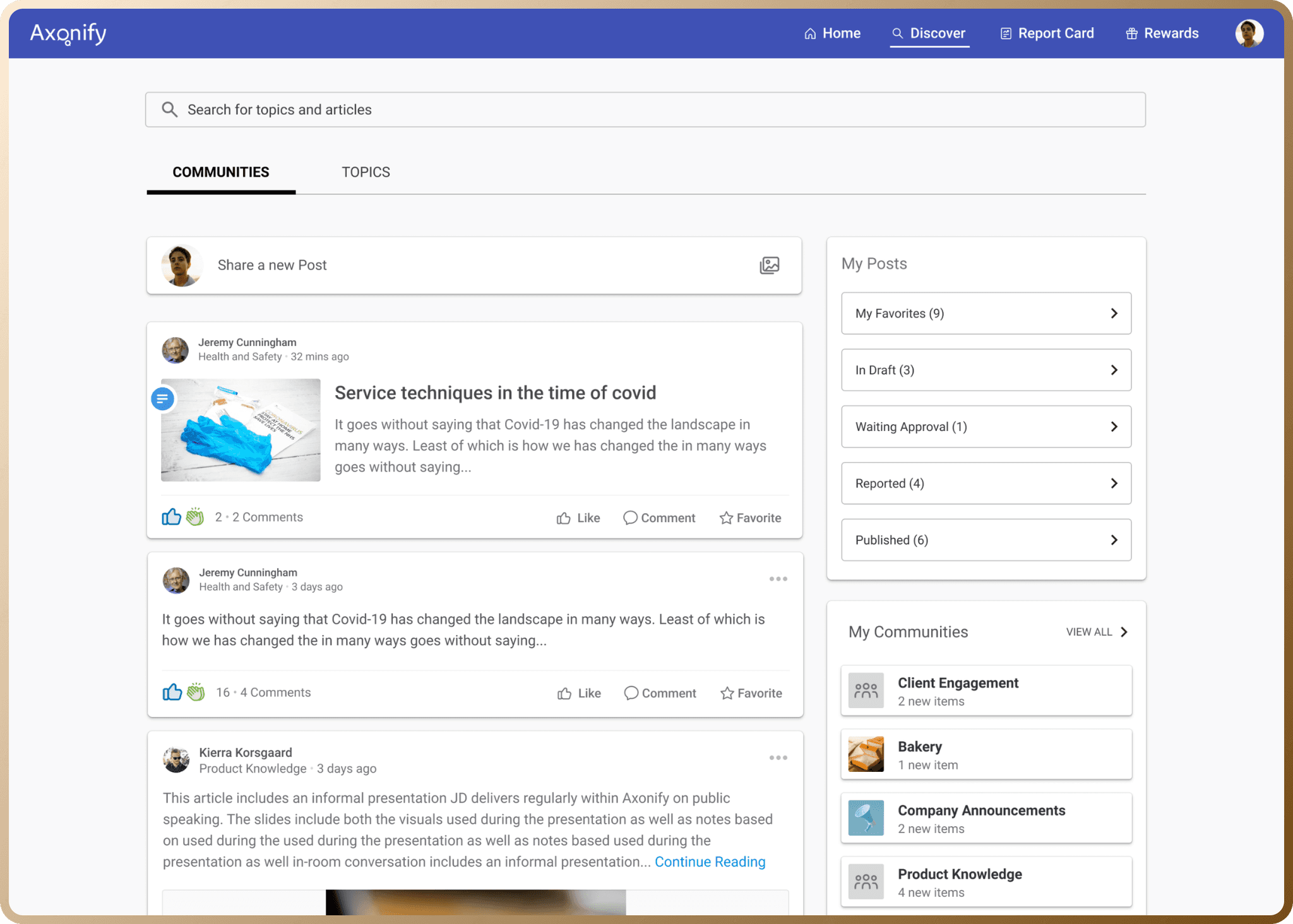 Axonify Discover page on desktop