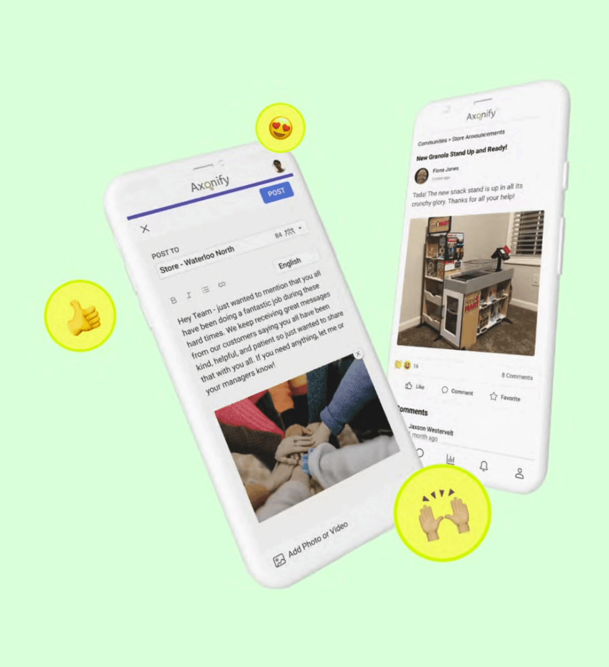 Axonify communications posts on mobile