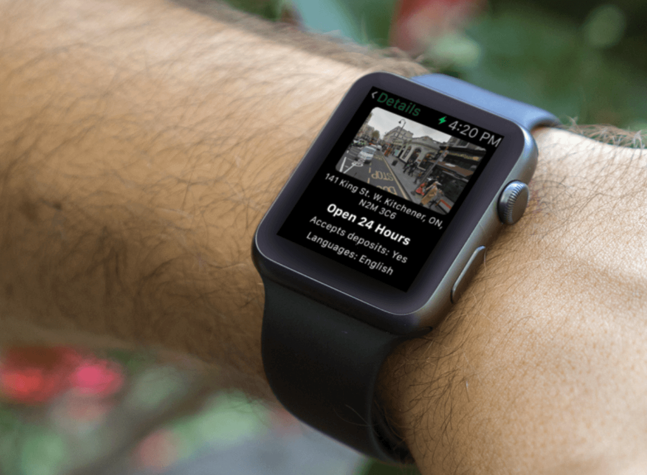 ATM finder running on a smartwatch