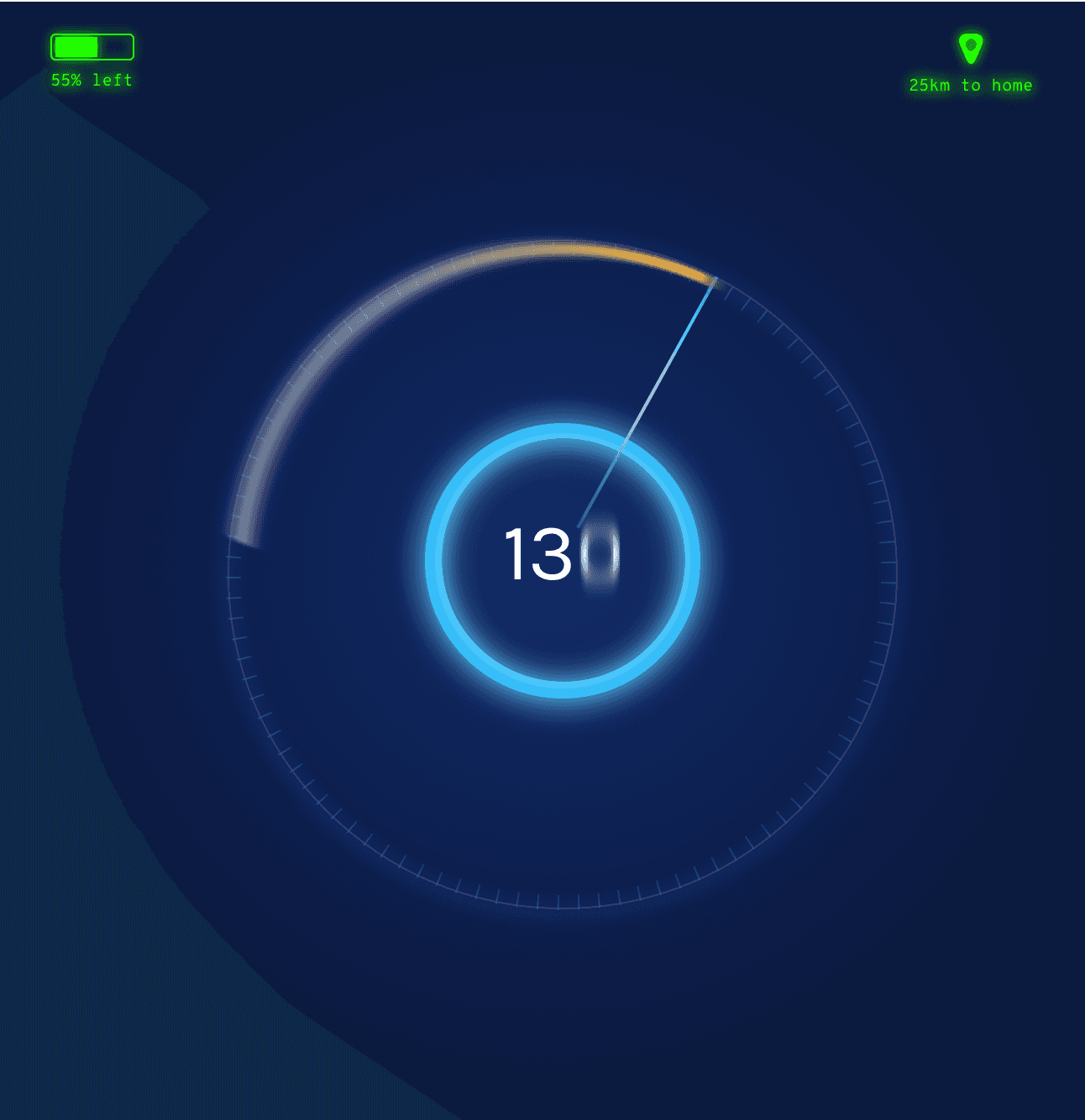Electric vehicle speedometer dashboard